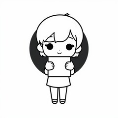 Obraz premium Minimalist Chibi Character Line Art Collection