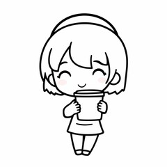 Obraz premium Minimalist Chibi Character Line Art Collection