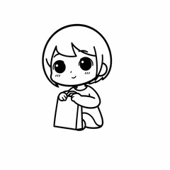 Fototapeta premium Minimalist Chibi Character Line Art Collection