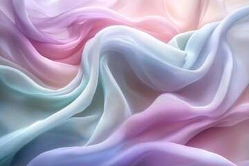 Soft pastel chiffon fabric with flowing drapes and ombre color transitions.