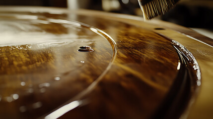 Obraz premium Wooden Surface Being Finished with a Brush