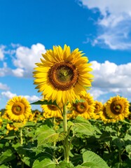 Fototapeta premium nature background with sunflower