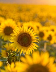 nature background with sunflower in sunlight 