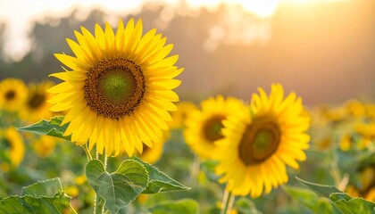 Obraz premium nature background with sunflower in sunlight 