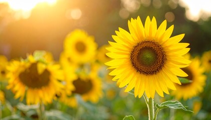 Obraz premium nature background with sunflower in sunlight 