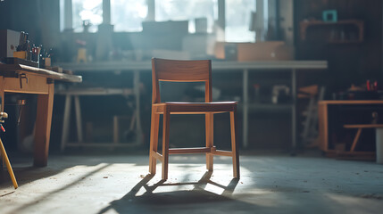 Wooden Chair in a Workshop