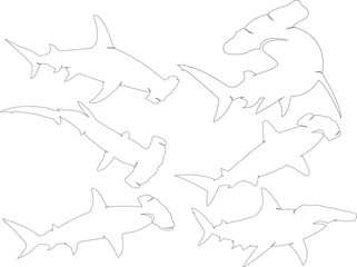 Hammerhead Shark Outline, Shark Clipart, Hammerhead