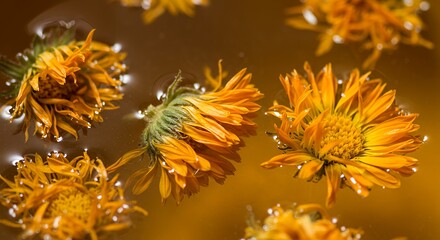 Floating Orange Flowers in Water for Relaxing Spa Treatment