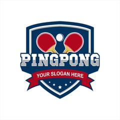 pingpong table tennis logo team club emblem vector design template illustration