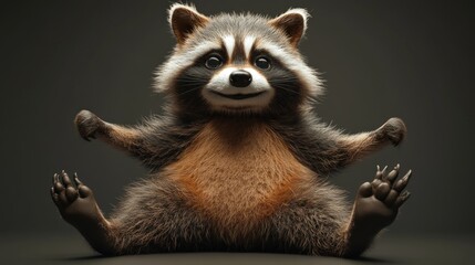 Obraz premium Cute Raccoon Studio Shot, Relaxed Pose
