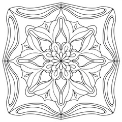 black and white floral ornament mandala art coloring page 