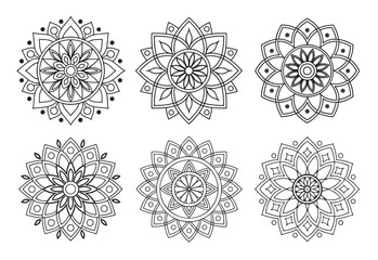 Black and White Floral Mandala Patterns for Digital and Print Use