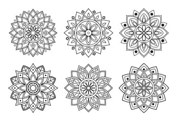 Black and White Floral Mandala Patterns for Digital and Print Use