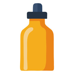 Illustration of  bottle,  bottle for liquids, cosmetics, pharmaceuticals. Shades of orange and gray. One icon isolated on  white background. Flat design.