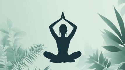 Woman meditating, nature background, serenity, wellness