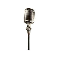 Vintage Retro Microphone, Rusted Metal, Isolated On Transparent Background
