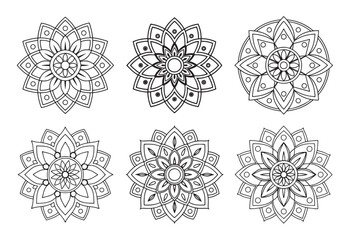 Black and White Floral Mandala Patterns for Digital and Print Use