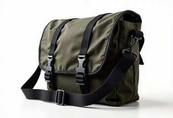 Fototapeta premium Upcycled Sailcloth Messenger Bag on white background 
