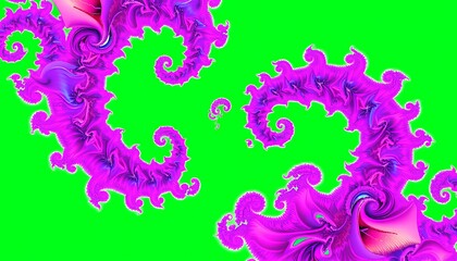 Intricate Purple Fractal Swirls Isolated On Green Screen Perfect For Musical Visual Effects and Fantasy Productions In A Studio Background Creating A Dreamy Musical Ambiance