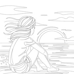 sketch of a girl coloring page 