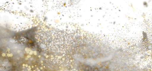 Abstract background of sparkling gold and white particles. Perfect for luxury, celebration, or festive designs.