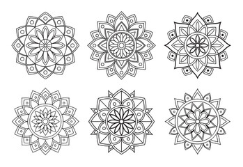 Black and White Floral Mandala Patterns for Digital and Print Use