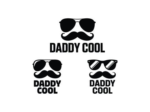 Fathers Day Daddy Cool Mustache Sunglasses Silhouette Vector Clipart Graphic Bundle