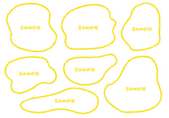 手描きのクレヨン素材　ラフな形のフレームセット