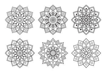 Black and White Floral Mandala Patterns for Digital and Print Use