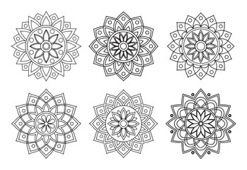 Black and White Floral Mandala Patterns for Digital and Print Use