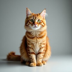 cat, a fluffy ginger tabby with bright green eyes and a playful expression.