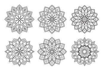 Black and White Floral Mandala Patterns for Digital and Print Use