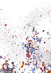 Vibrant confetti explosion isolated on white. Perfect for celebrations, parties, and festive designs.