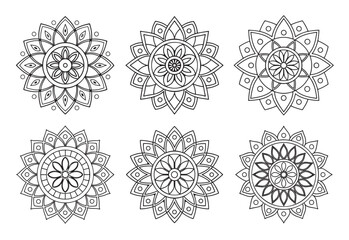 Black and White Floral Mandala Patterns for Digital and Print Use