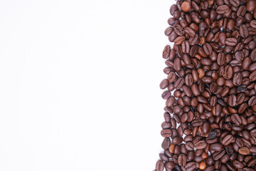 Set of fresh roasted coffee beans isolated on white background.