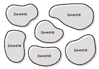 手描きのクレヨン素材　ラフな形のフレームセット