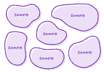 手描きのクレヨン素材　ラフな形のフレームセット
