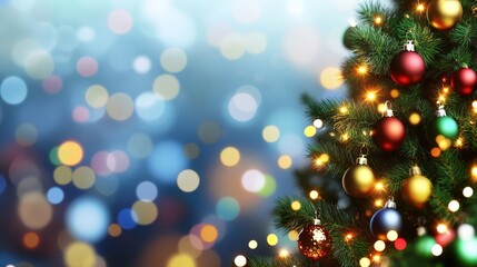 Sparkling christmas tree with festive lights and dreamy bokeh effect for a magical holiday season