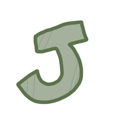 Symbol alphabet letter j in green color