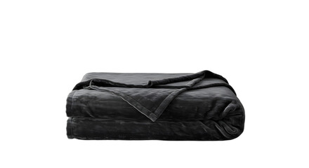 Naklejka premium Soft Dark Gray Blanket Folded on White Surface Still Life