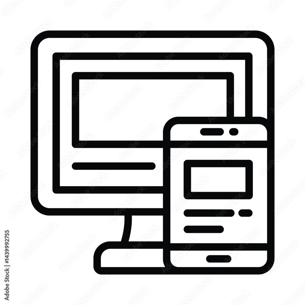 Wall mural responsive design vector outline icon. eps10 file