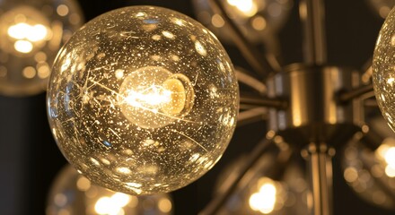 Close-up of a Vintage Inspired Chandelier with Sparkling Glass Globes Illuminating a Elegant Interior Space