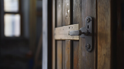 Old Wooden Door with Metal Latch