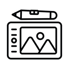 Graphic Tablet Vector outline icon. Eps10 file 
