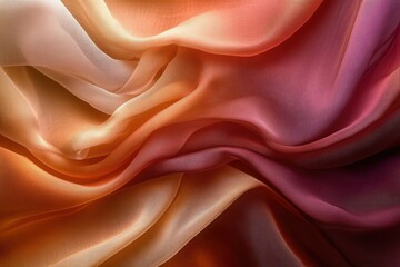 Obraz premium Draped ombre fabric in shades of orange, red and beige. Soft, flowing, luxurious texture.