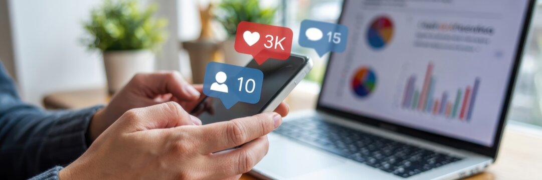 Social media engagement metrics displayed on a mobile phone.