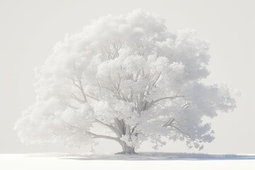 Fototapeta premium Solitary, large, white tree, minimalist, serene