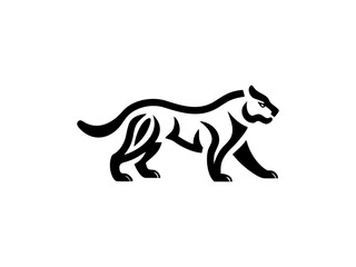 Fototapeta premium Powerful Tiger Silhouette Design for Logo or Graphic Use, A bold, stylized silhouette of a tiger, perfect for a logo or graphic design project.