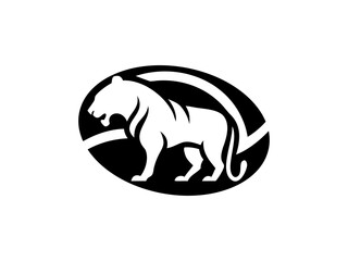 Powerful Tiger Silhouette Design for Logo or Graphic Use, A bold, stylized silhouette of a tiger, perfect for a logo or graphic design project.