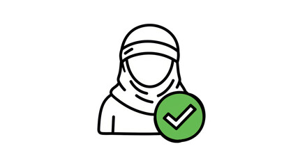 Isolated Muslim Woman with Checkmark